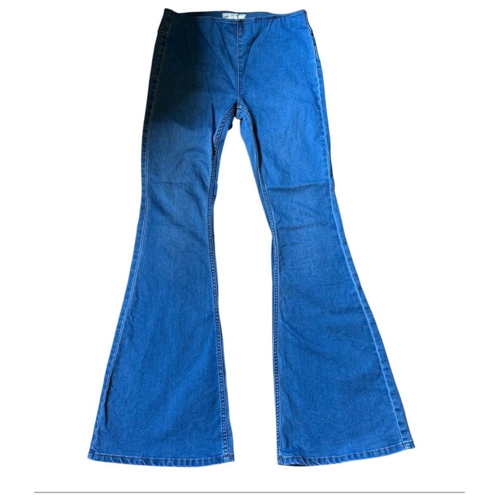 Free People Just Float On Flare Jeans Blue Denim Pull On High‎ Rise Size 27